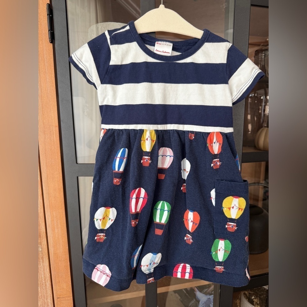 Hanna Andersson hot air balloon print dress navy toddler girl mixie short sleeve